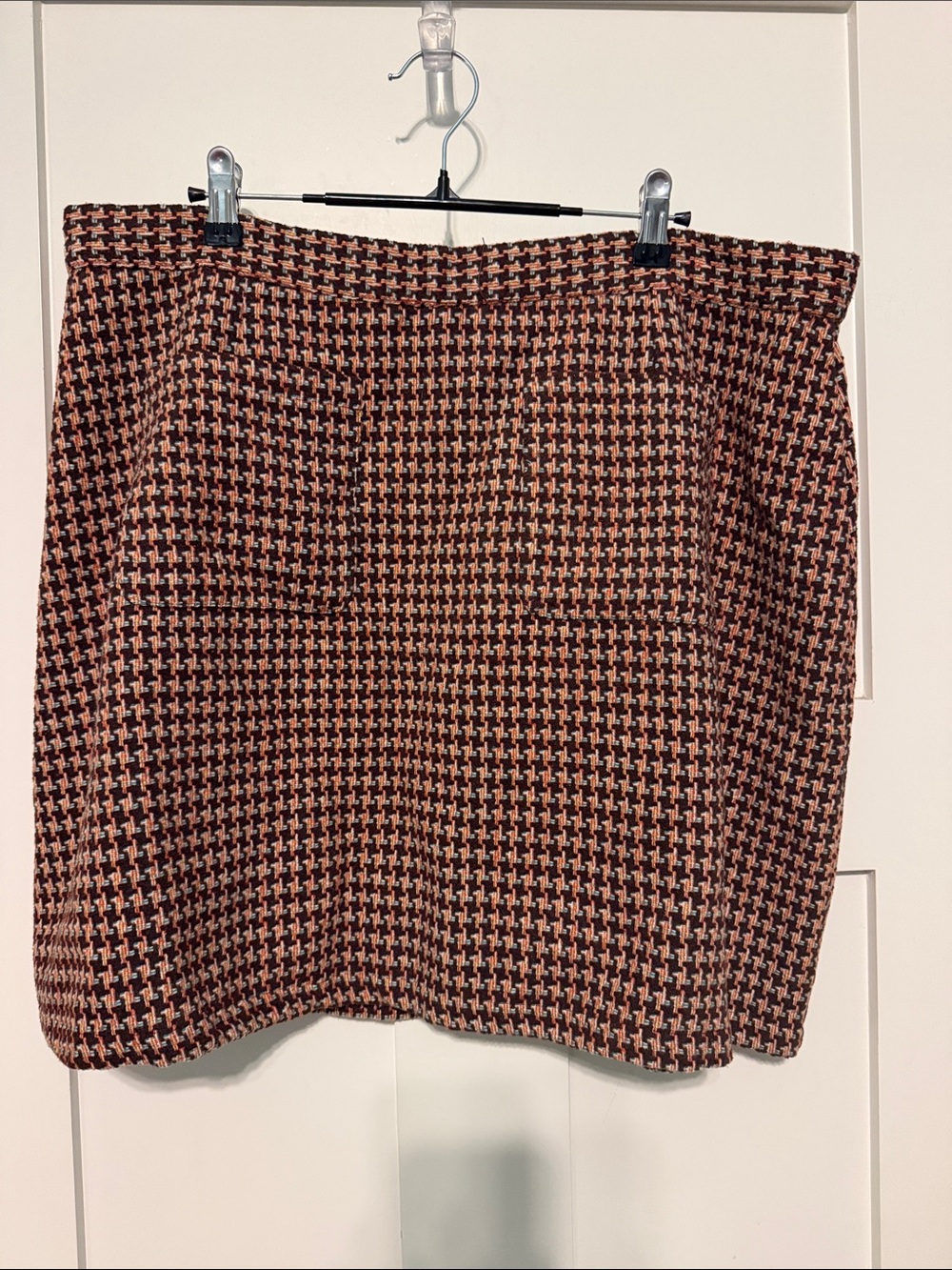 Modcloth Rust & Brown Houndstooth Dark Academia Mini Skirt Plus Size 18